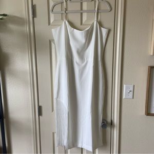 DRESS THE POPULATION Women's Rory Sleeveless Stretch Midi Sheath Dress w/ Fringe